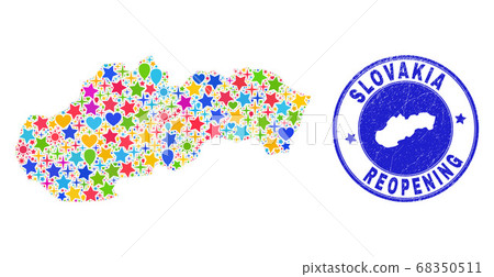 Reopening Slovakia Map Mosaic and Scratched Seal 68350511