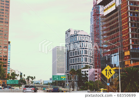 Downtown Los Angeles in vintage tone Downtown Los Angeles in vintage tone 68350699