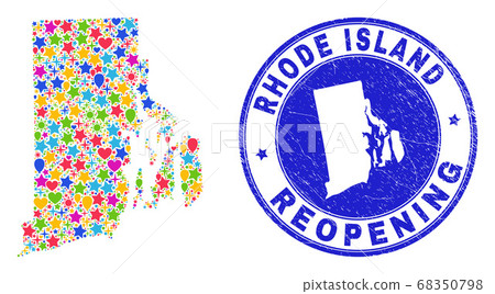 Reopening Rhode Island State Map Mosaic and Grunge Stamp Reopening Rhode Island State Map Mosaic and Grunge Stamp 68350798