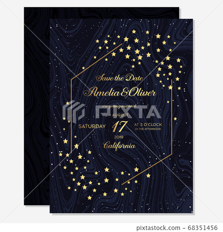 Gold Wedding Invitation, save the date, thank you, rsvp card Design template. Fairytale magic card. Vector illustration Gold Wedding Invitation, save the date, thank you, rsvp card Design template. Fairytale magic card. Vector illustration 68351456