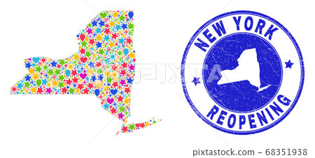 Reopening New York State Map Collage and Scratched Seal Reopening New York State Map Collage and Scratched Seal 68351938