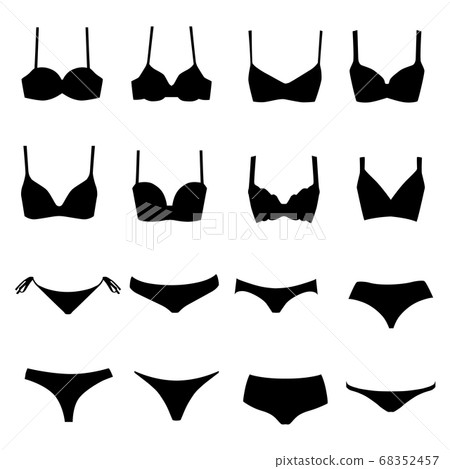 Set of vector silhouettes of female underwear Set of vector silhouettes of female underwear 68352457