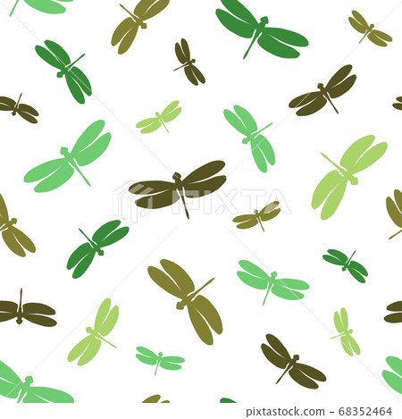 Seamless pattern with dragonflies of green... - Stock Illustration ...