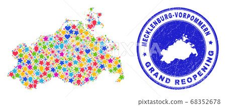 Reopening Mecklenburg-Vorpommern Land Map Mosaic and Grunge Stamp 68352678