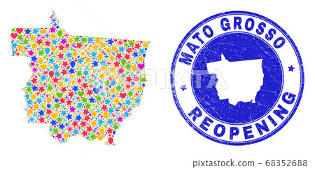 Reopening Mato Grosso State Map Mosaic and Textured Stamp Reopening Mato Grosso State Map Mosaic and Textured Stamp 68352688
