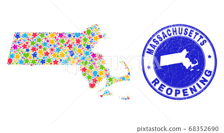 Reopening Massachusetts State Map Collage and Textured Stamp Reopening Massachusetts State Map Collage and Textured Stamp 68352690