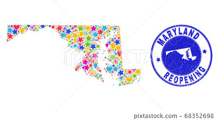Reopening Maryland State Map Collage and Distress Stamp Reopening Maryland State Map Collage and Distress Stamp 68352698
