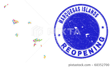Reopening Marquesas Islands Map Mosaic and Grunge Seal 68352700