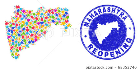 Reopening Maharashtra State Map Mosaic and Scratched Seal Reopening Maharashtra State Map Mosaic and Scratched Seal 68352740