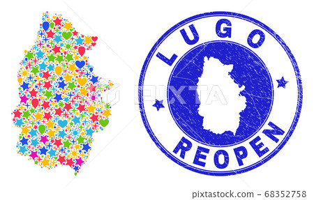 Reopening Lugo Province Map Mosaic and Textured Seal Reopening Lugo Province Map Mosaic and Textured Seal 68352758