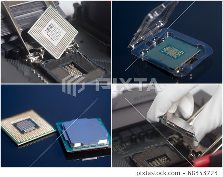 Installing CPU on motherboard.Computer Upgrade. Installing CPU on motherboard.Computer Upgrade. 68353723