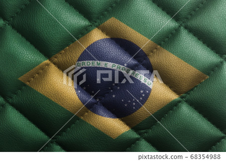 National flag of Brazil on leather texture 68354988