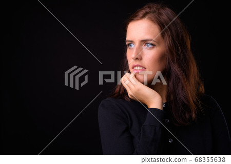 Portrait of young beautiful woman with brown hair 68355638