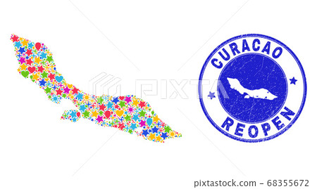 Reopening Curacao Island Map Collage and Grunge Stamp Reopening Curacao Island Map Collage and Grunge Stamp 68355672