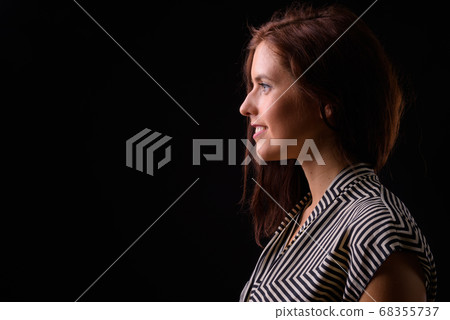 Portrait of happy young beautiful businesswoman with brown hair Portrait of happy young beautiful businesswoman with brown hair 68355737