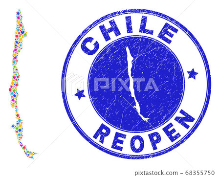 Reopening Chile Map Collage and Distress Seal 68355750