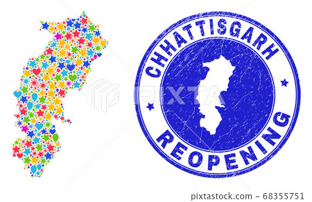 Mosaic Gear Chhattisgarh State Map And Textured Stamp. Vector Geographic  Abstraction In Red Colors. Mosaic Of Chhattisgarh State Map Combined Of  Scattered Gear Items. Red Colored Model For Industrial, Royalty Free SVG,