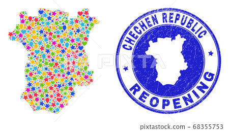 Reopening Chechen Republic Map Collage and Textured Seal Reopening Chechen Republic Map Collage and Textured Seal 68355753