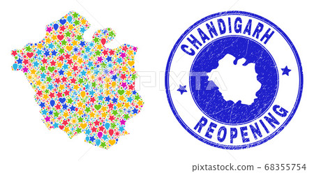 Reopening Chandigarh City Map Collage and Distress Stamp 68355754