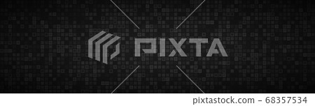 Black abstract header with transparent squares. Mosaic look banner. Modern vector illustration 68357534