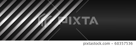 Black and white abstract metallic vector header with slanting lines. Black and white striped pattern 68357536