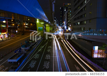 Light traces of Roppongi street around Shibuya [Image of night view] 68358153