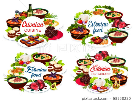 Estonian cuisine vector Estonia food round frames Estonian cuisine vector Estonia food round frames 68358220