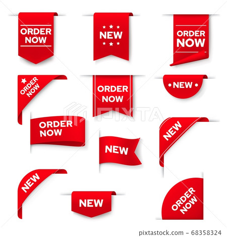 Order now red banners, web design elements set Order now red banners, web design elements set 68358324