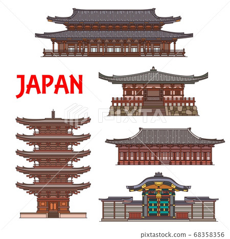 Japanese temples shrines, Japan pagodas, monastery 68358356