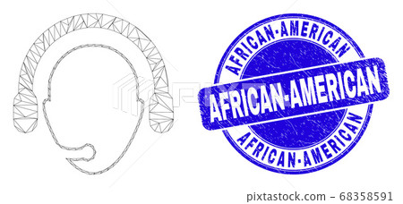 Blue Scratched African-American Seal and Web Mesh Operator Head 68358591