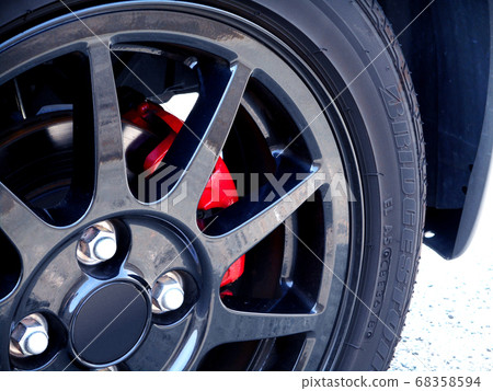 Wheel tire with red caliper Wheel tire with red caliper 68358594