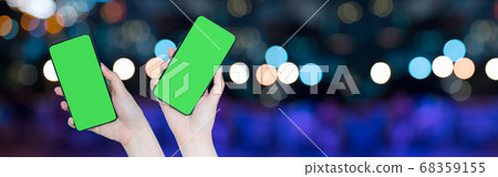 web banner two beauty woman hand hold smart phone web banner two beauty woman hand hold smart phone 68359155