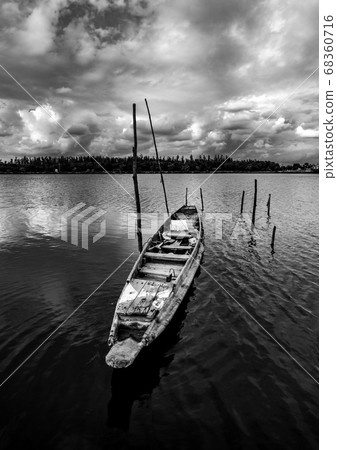 Fishing boat with view of landscape nature in sky 68360716