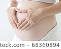孕婦用左手在她的肚子上（朝左） 68360894
