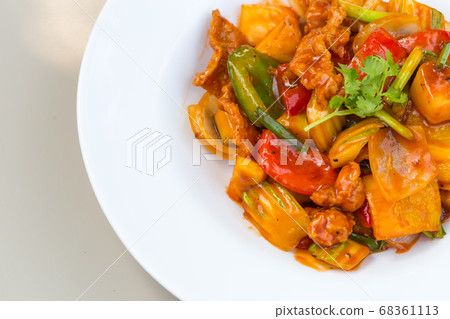 Thai food Chicken sweet and sour. Copt Space. Thai food Chicken sweet and sour. Copt Space. 68361113