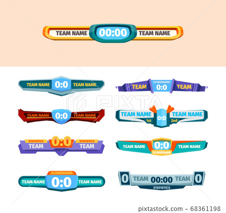 Scring boards. Score graphics versus players information banners timer and team statistics vector template 68361198