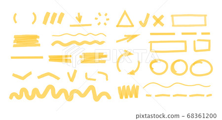 Highlighter strokes. Marker pen dotted shapes circle and square frames for news titles vector drawing highlights 68361200
