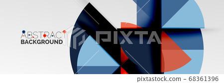 Bright color circles, abstract round shapes and triangles composition with shadow effects. Vector modern geometric design template 68361396