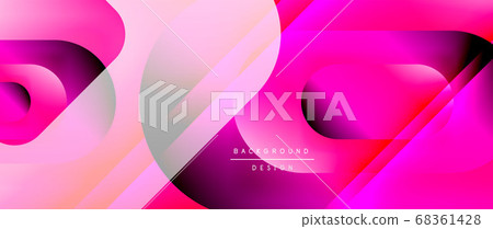 Vector geometric abstract background with lines and modern forms. Fluid gradient with abstract round shapes and shadow and light effects Vector geometric abstract background with lines and modern forms. Fluid gradient with abstract round shapes and shadow and light effects 68361428