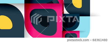 Set of vector modern geometric abstract backgrounds with repeating abstract round shapes patterns and shadow effects 68361480