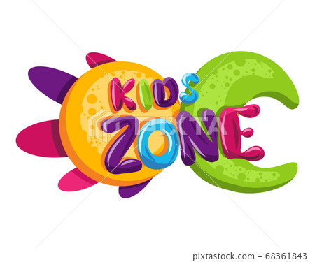 Kids zone. Children playground game room or center emblem. Playroom banner for children play zone. Kid entertainment camp poster. Toys fun playing zone, games party and play area poster 68361843