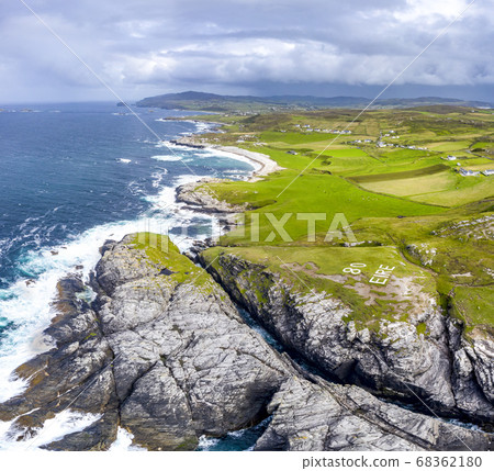 Aerial view of the landscape of Malin Head in Ireland Aerial view of the landscape of Malin Head in Ireland 68362180