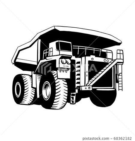 American Truck - black and white vector illustration 68362182