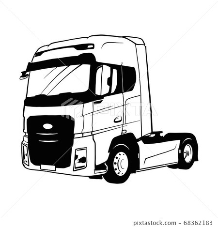 American Truck - black and white vector illustration 68362183