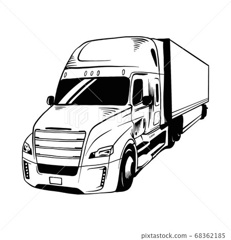 American Truck - black and white vector illustration 68362185