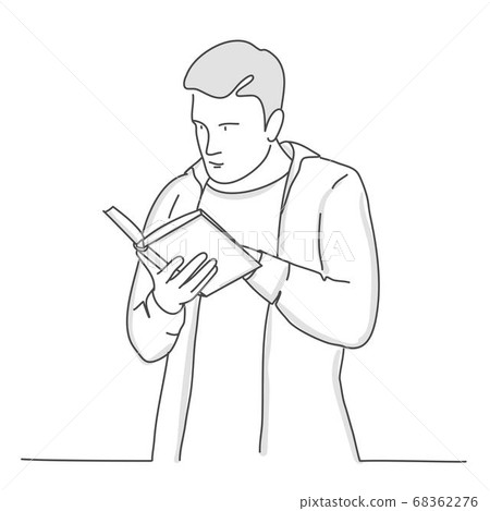 Guy looks at the book Guy looks at the book 68362276