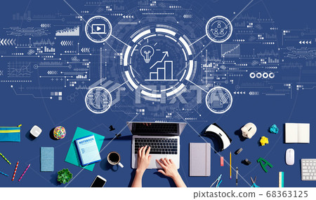 Content marketing concept with person using a laptop 68363125