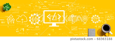 Web development concept with coffee and notebook Web development concept with coffee and notebook 68363188