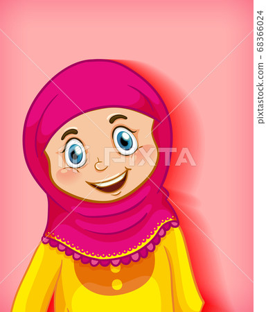 Happy muslim girl cartoon character Happy muslim girl cartoon character 68366024