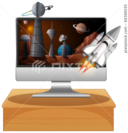 Galaxy background on computer screen Galaxy background on computer screen 68366030